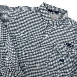Columbia PFG Super Bonehead Gingham Long Sleeve Fishing Shirt Omni-Shade Sun XXL